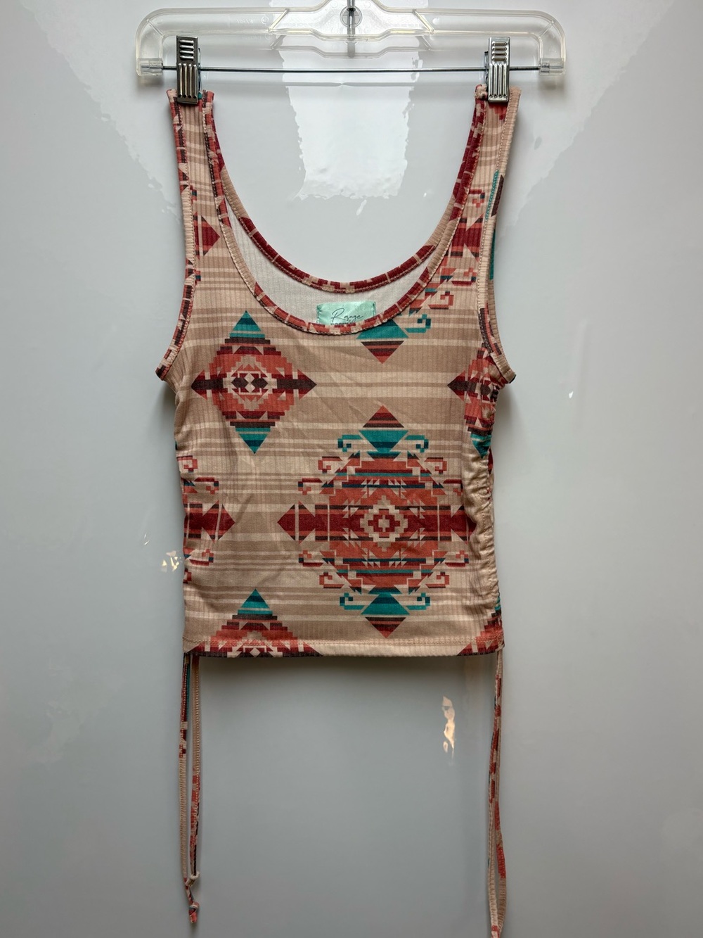 Rock & Roll Denim Aztec Print Cinch Side Crop Tank Women’s Small